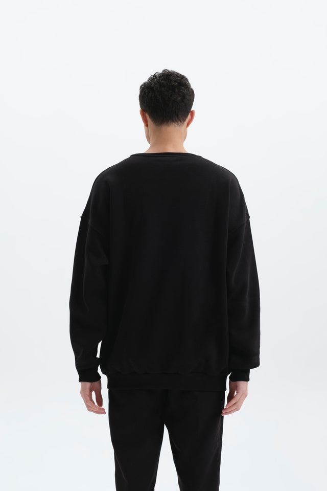 Pure Siyah Oversize Sweatshirt Erkek