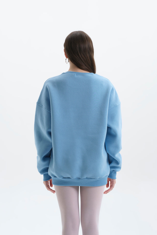 Pure Bebe Mavi Oversize Sweatshirt Kadın