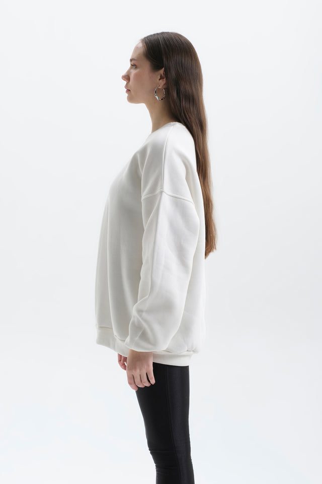 Pure Beyaz Oversize Sweatshirt Kadın
