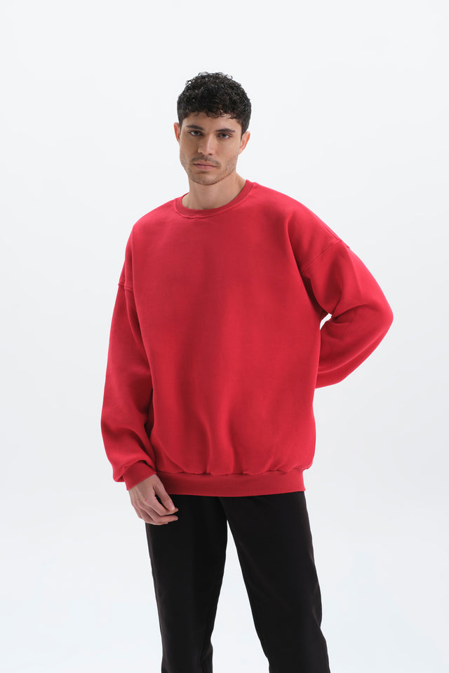 Pure Kırmızı Oversize Sweatshirt Erkek