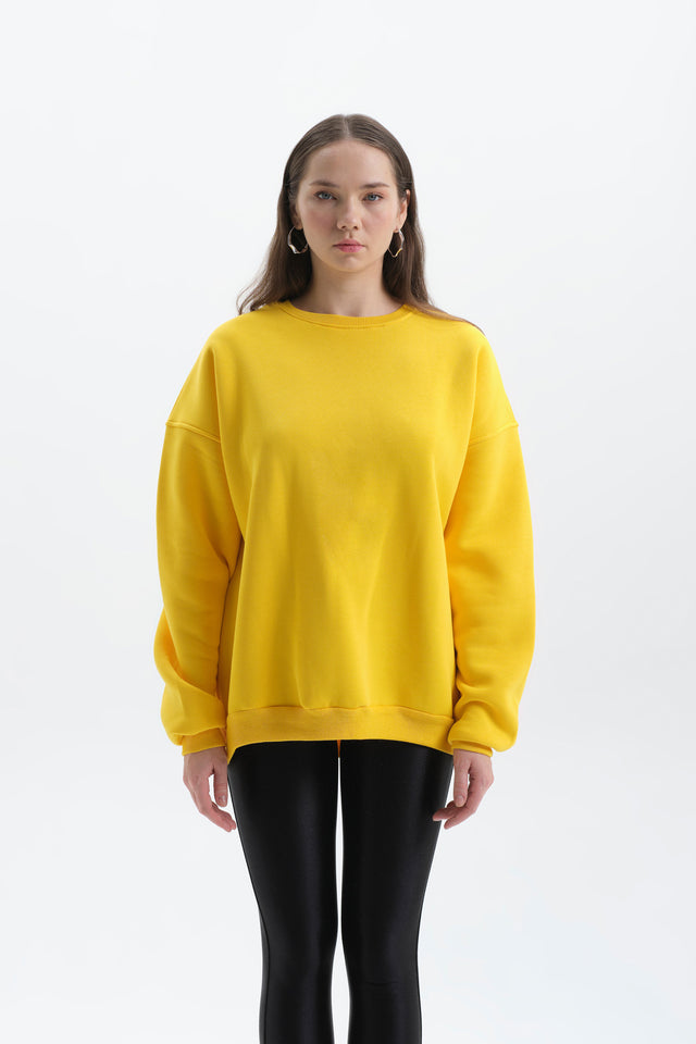 Pure Sarı Oversize Sweatshirt Kadın