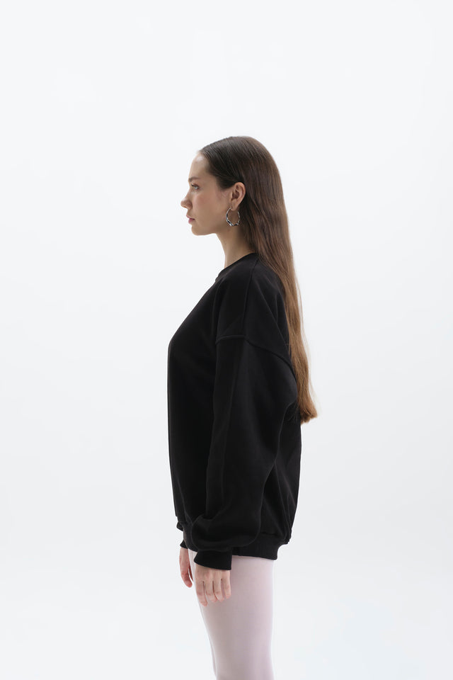 Pure Siyah Oversize Sweatshirt Kadın