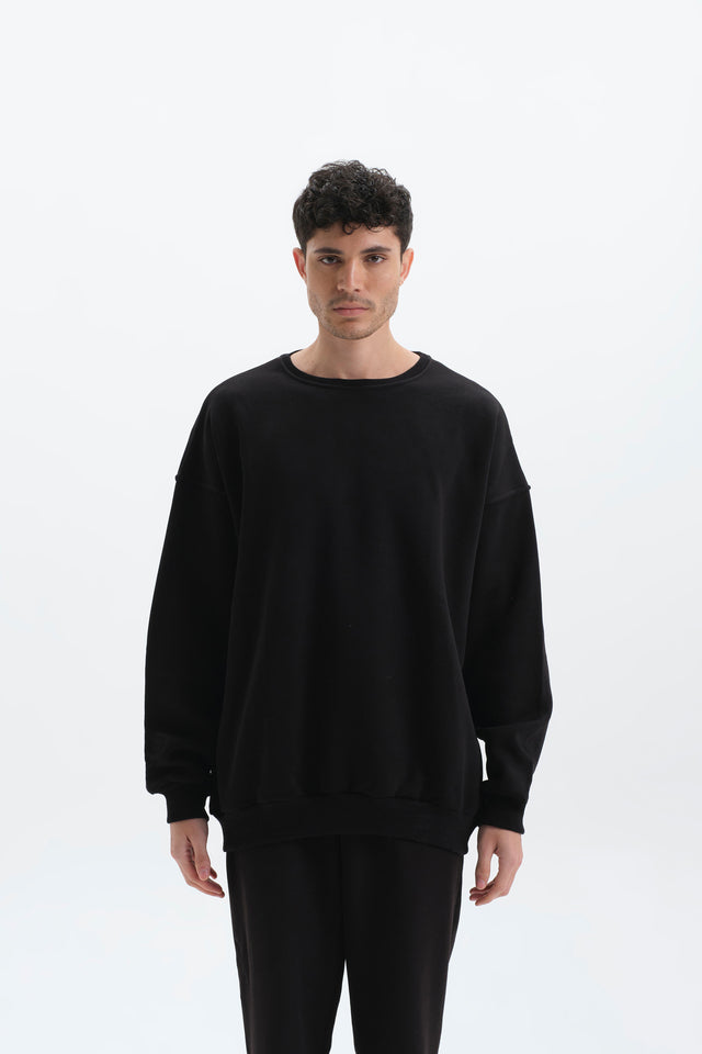 Pure Siyah Oversize Sweatshirt Erkek